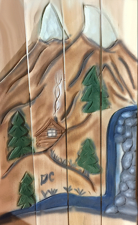 Mountain Cabin Carving. I first got this idea from Crows Nest pass, yard art